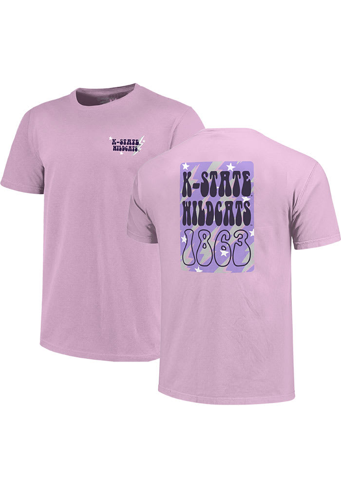 K-State Wildcats Womens Purple Groovy Lightning Short Sleeve T-Shirt