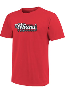 Miami RedHawks Womens Red Retro Stack Script Short Sleeve T-Shirt