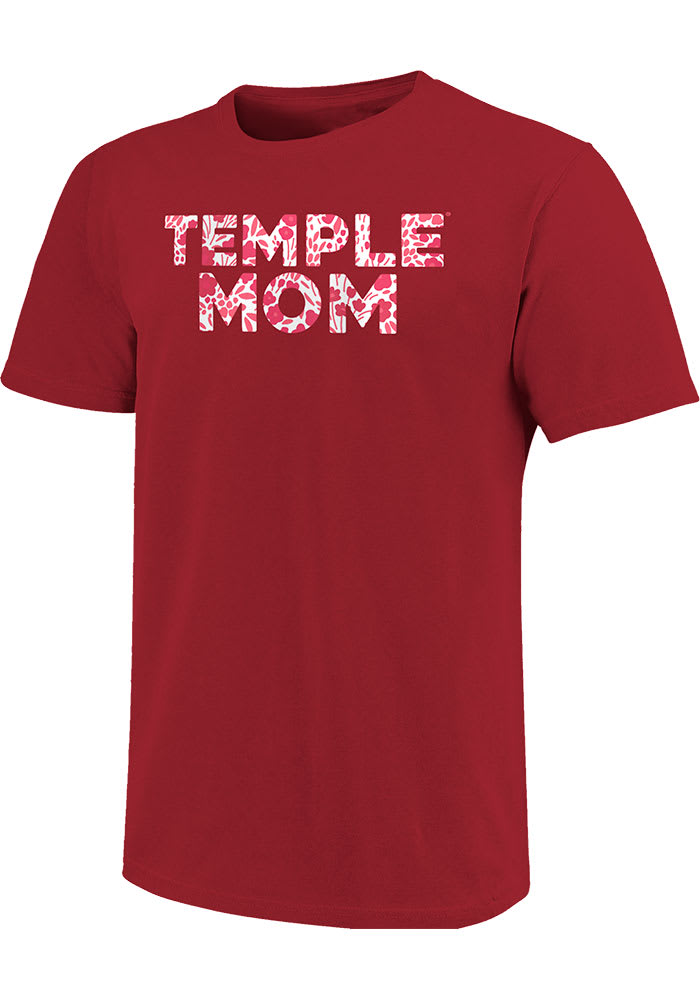Temple Owls Womens Red Mom Short Sleeve T-Shirt