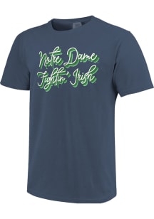 Notre Dame Fighting Irish Womens Navy Blue Rainbow Girly Script Short Sleeve T-Shirt