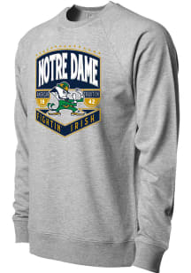 Notre Dame Fighting Irish Mens Grey Mascot Signage Long Sleeve Fashion Sweatshirt