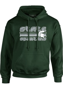 Michigan State Spartans Mens Green STACKED SPARTAN Long Sleeve Hoodie