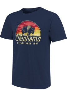 Oklahoma Navy Blue Buffalo Sunset Short Sleeve Fashion T Shirt