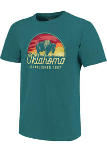 Oklahoma Teal Buffalo Sunset Short Sleeve Fashion T Shirt