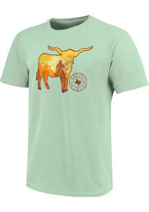 Texas Green Longhorn Landscape Short Sleeve Fashion T Shirt