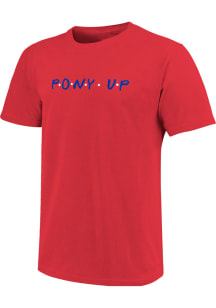 SMU Mustangs Womens Red Wordmark Dots Short Sleeve T-Shirt
