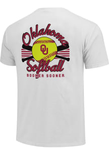 Oklahoma Sooners Womens White Bats and Stripes Short Sleeve T-Shirt