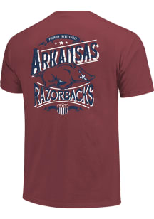 Arkansas Razorbacks Crimson Comfort Colors Americana Shield Short Sleeve T Shirt