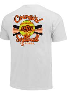 Oklahoma State Cowboys Womens White Softball Bats and Stripes Short Sleeve T-Shirt