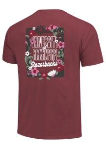 Arkansas Razorbacks Womens Crimson Floral Frame Short Sleeve T-Shirt