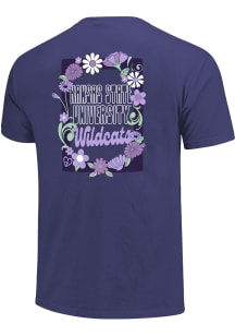 K-State Wildcats Womens Purple Floral Frame Short Sleeve T-Shirt