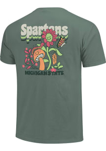 Michigan State Spartans Womens Green Groovy Mushrooms Short Sleeve T-Shirt