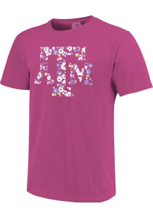 Texas A&amp;M Aggies Womens Purple Pink Floral Short Sleeve T-Shirt