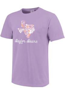 Baylor Bears Womens Purple Floral State Short Sleeve T-Shirt