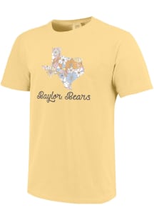 Baylor Bears Womens Yellow Floral State Short Sleeve T-Shirt