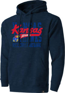 Kansas Jayhawks Mens Navy Blue Mixed Media Motto Fashion Hood