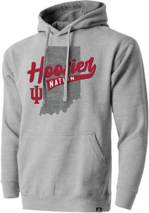 Mens Grey Indiana Hoosiers Mixed Media State Shape Long Sleeve Fashion Hood