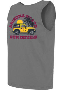 Arizona State Sun Devils Mens Grey Loaded Up For The Waves Comfort Colors Short Sleeve Tank Top