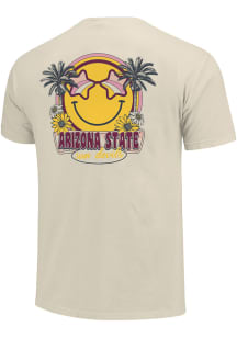 Arizona State Sun Devils Womens Ivory Smiley Face Flowers Short Sleeve T-Shirt