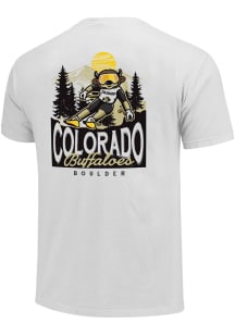 Colorado Buffaloes White Masot Skiing Short Sleeve T Shirt
