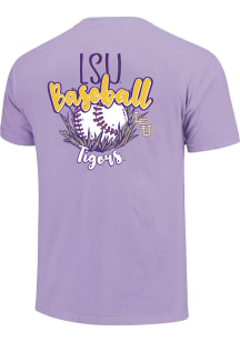 LSU Tigers Womens Purple Baseball Script Short Sleeve T-Shirt