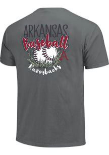 Arkansas Razorbacks Womens Grey Baseball Script Short Sleeve T-Shirt