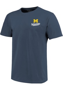Michigan Wolverines Light Blue Campfire Script Short Sleeve T Shirt