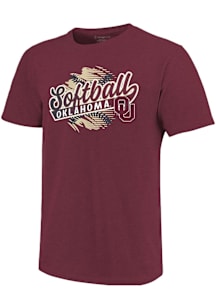 Oklahoma Sooners Crimson Script Softball Short Sleeve Fashion T Shirt
