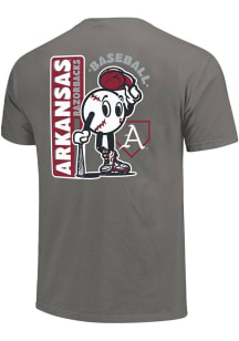 Arkansas Razorbacks Grey Retro Baseball Short Sleeve T Shirt