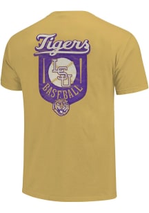 LSU Tigers Gold Baseball Shield Ball Short Sleeve T Shirt