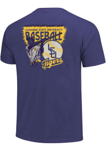 LSU Tigers Purple Vintage Baseball Player Starburst Short Sleeve T Shirt