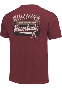 Arkansas Razorbacks Red Baseball Stadium Laces Short Sleeve T Shirt