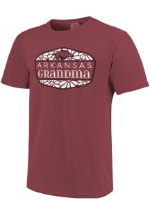 Arkansas Razorbacks Womens Crimson Grandma Floral Shield Short Sleeve T-Shirt