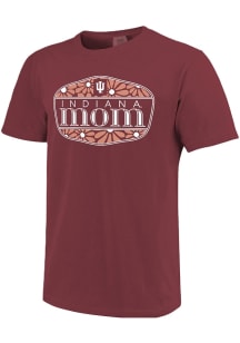 Indiana Hoosiers Mom Floral Shield Short Sleeve T-Shirt - Crimson