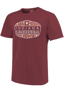 Indiana Hoosiers Womens Crimson Grandma Floral Shield Short Sleeve T-Shirt