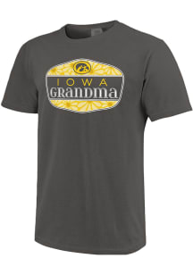 Iowa Hawkeyes Womens Grey Grandma Floral Shield Short Sleeve T-Shirt