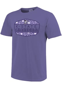 K-State Wildcats Womens Purple Grandma Floral Shield Short Sleeve T-Shirt