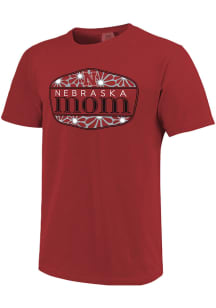 Nebraska Cornhuskers Womens Red Mom Floral Shield Short Sleeve T-Shirt
