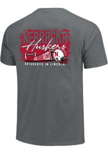Nebraska Cornhuskers Grey Memorabilia Saturdays Short Sleeve T Shirt