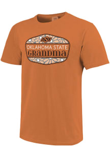 Oklahoma State Cowboys Womens Orange Grandma Floral Shield Short Sleeve T-Shirt