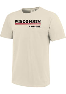 Wisconsin Badgers White Sunset Circle Garment Dyed Short Sleeve Fashion T Shirt