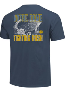 Notre Dame Fighting Irish Navy Blue Stadium Sketch Short Sleeve Fashion T Shirt