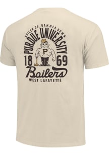 Purdue Boilermakers Vintage Mascot Overlay Short Sleeve T Shirt - Ivory