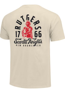 Ivory Rutgers Scarlet Knights Mascot Overlay Short Sleeve Fashion T Shirt