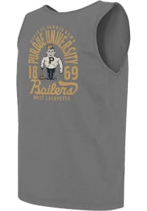 Mens Grey Purdue Boilermakers Comfort Colors Mascot Overlay Short Sleeve Tank Top