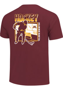 Maroon Minnesota Golden Gophers Hockey Stripe Short Sleeve Fashion T Shirt