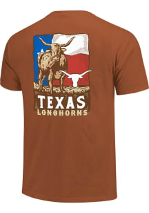 Texas Longhorns Burnt Orange Longhorn Flag Short Sleeve T Shirt