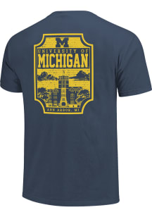 Michigan Wolverines 0 Campus Badge Short Sleeve T Shirt - Navy Blue