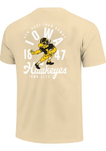 Youth Ivory Iowa Hawkeyes Mascot Overlay Short Sleeve T-Shirt