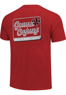 UL Lafayette Ragin' Cajuns Red Tin Sign Script Short Sleeve T Shirt